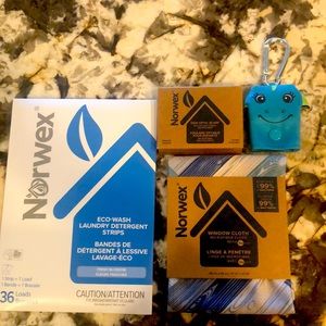 Norwex laundry detergent strips, window cloth & kids dragon optic scarf